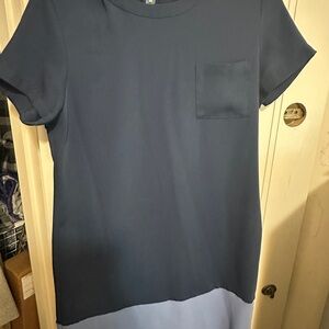 Adrienne Vitaddini Blue Color Block office casual dress